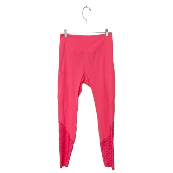 ZYIA ACTIVE Neon Coral Flower Power Lux High Rise Leggings Pink Size 6/8 - Picture 3 of 10